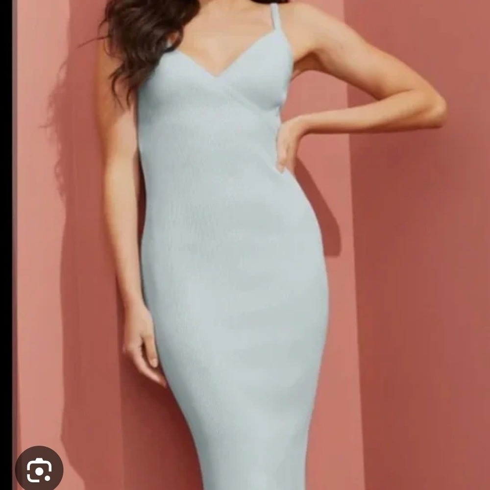 Revamped Light Blue Textured Bodycon Midi Dress XL Style 3530-082